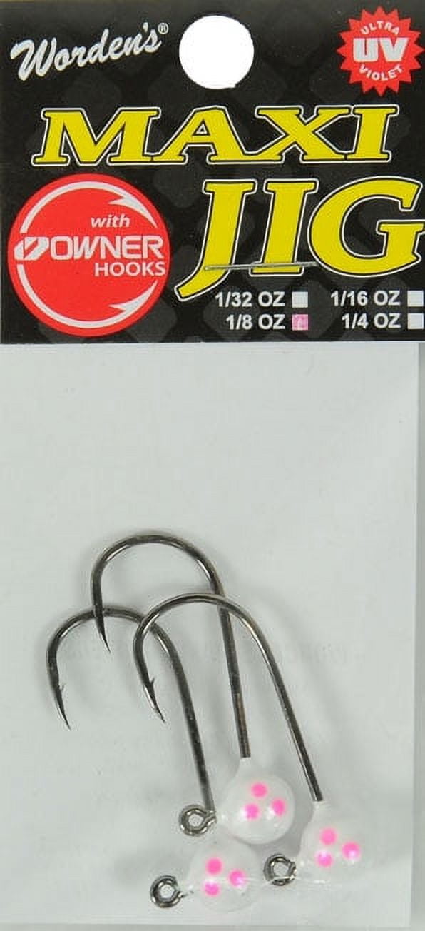 (2 pack) Yakima Bait Maxi Jig Heads, 3pk, 1/8 oz, Pearl Clown