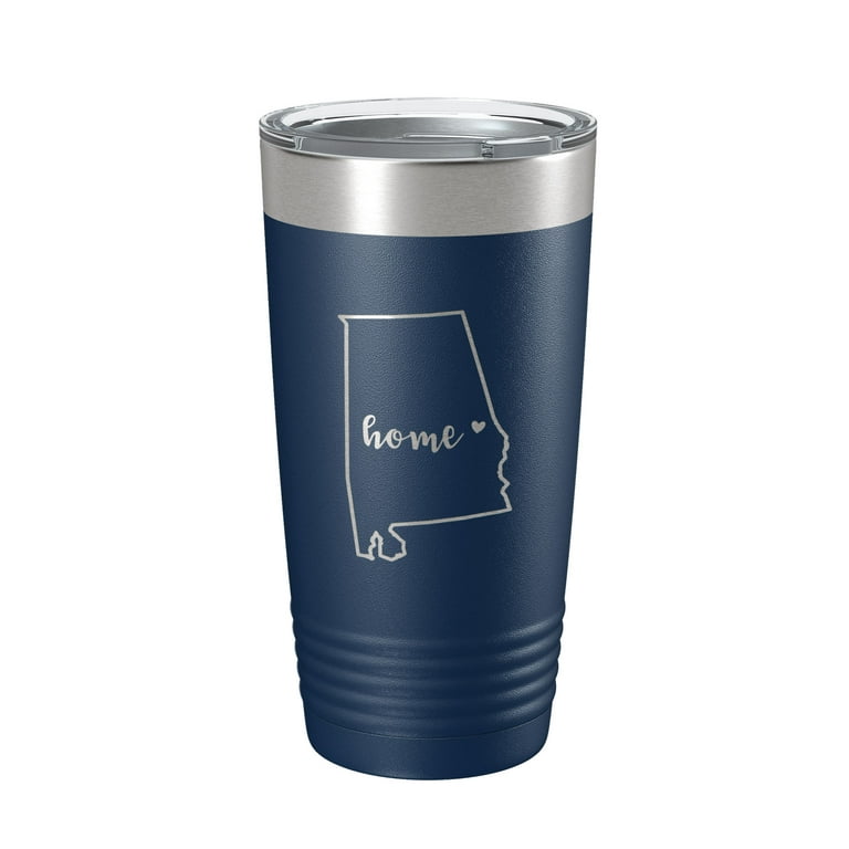 Alabama Tumbler Home State Travel Mug Insulated Laser Engraved Map Coffee  Cup 20 oz Navy Blue