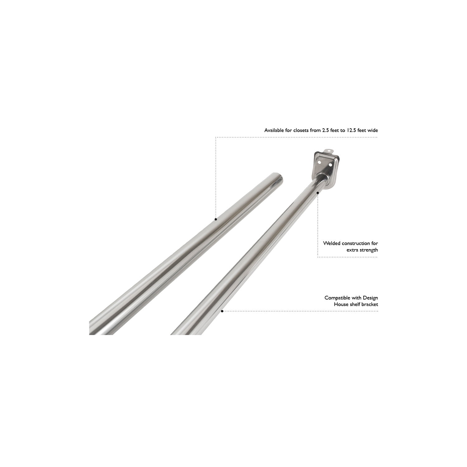 Design House Heavy-Duty Steel Adjustable Wall Mount Closet Rod