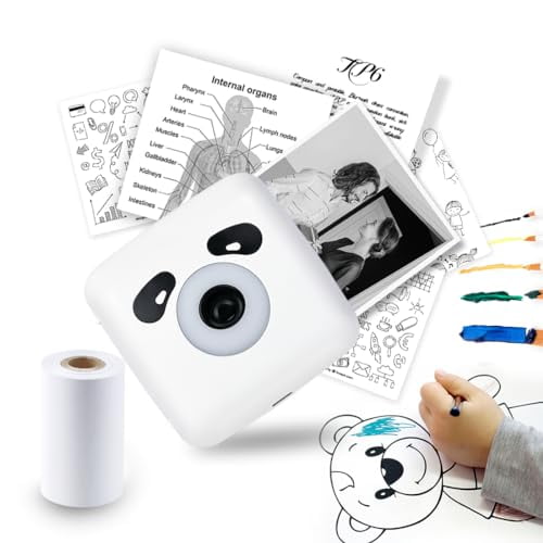vretti Mini impresora de bolsillo térmica portátil Bluetooth compatible con Android e iOS, impresora de imágenes de bolsillo inalámbrica para iPhone Lista de trabajo, notas, diario, viajes con 1 rollo