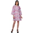 thumbnail image 2 of Moomaya Short Robe For Women Plus Size Printed Cotton Robe Lightweight Nightwear, 2 of 6