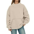 thumbnail image 2 of MAIHAN Womens Neck Sweatshirt Fall Oversized Turtleneck Pullover Slouchy Long Sleeve Fall Fashion Y2K Outfits With Pockets(B-Beige,XL), 2 of 6