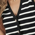 thumbnail image 4 of Women Tank Tops Striped Sleeveless Button Up Cardigan Sweater Vests Knitted Fabric Casual Work Daily Wear, 4 of 6
