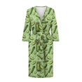 thumbnail image 3 of Yuyamidu Cucumber Robes for Women V-Neck Nightgowns Casual Ladies Loungewear Soft Bathrobe Sleepwear Green Mid-Length Night Robe Size S Loose Long Sleeves Kimono Robe, 3 of 7