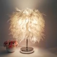 thumbnail image 3 of E27 Bedside Table LED Lamp Feather Romantic Living Room Bedroom Desk Night Light, 3 of 10