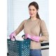 thumbnail image 4 of Guantes de PVC para limpieza del hogar, guantes reutilizables para lavar platos con forro flocado de algodón, impermeables, antideslizantes, medianos Xemadio WRQX-101-2, 4 of 5