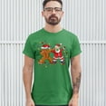thumbnail image 3 of Tee Hunt Gingerbread Man and Santa Claus Dab Dance T-shirt Merry Christmas Men's Tee, Green, Small, 3 of 5
