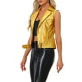 thumbnail image 3 of INSPIRE CHIC Women's Faux Leather Vest Sleeveless Lapel Biker Jacket Gold M, 3 of 5
