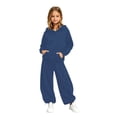 thumbnail image 2 of Angala 2 Piece Outfits For Girls Long Sleeve Cozy Hooded Sweatshirt With High Wwaist Pants With Back Pocket Set Girls Autumn Daily Wear Clothes, 2 of 6
