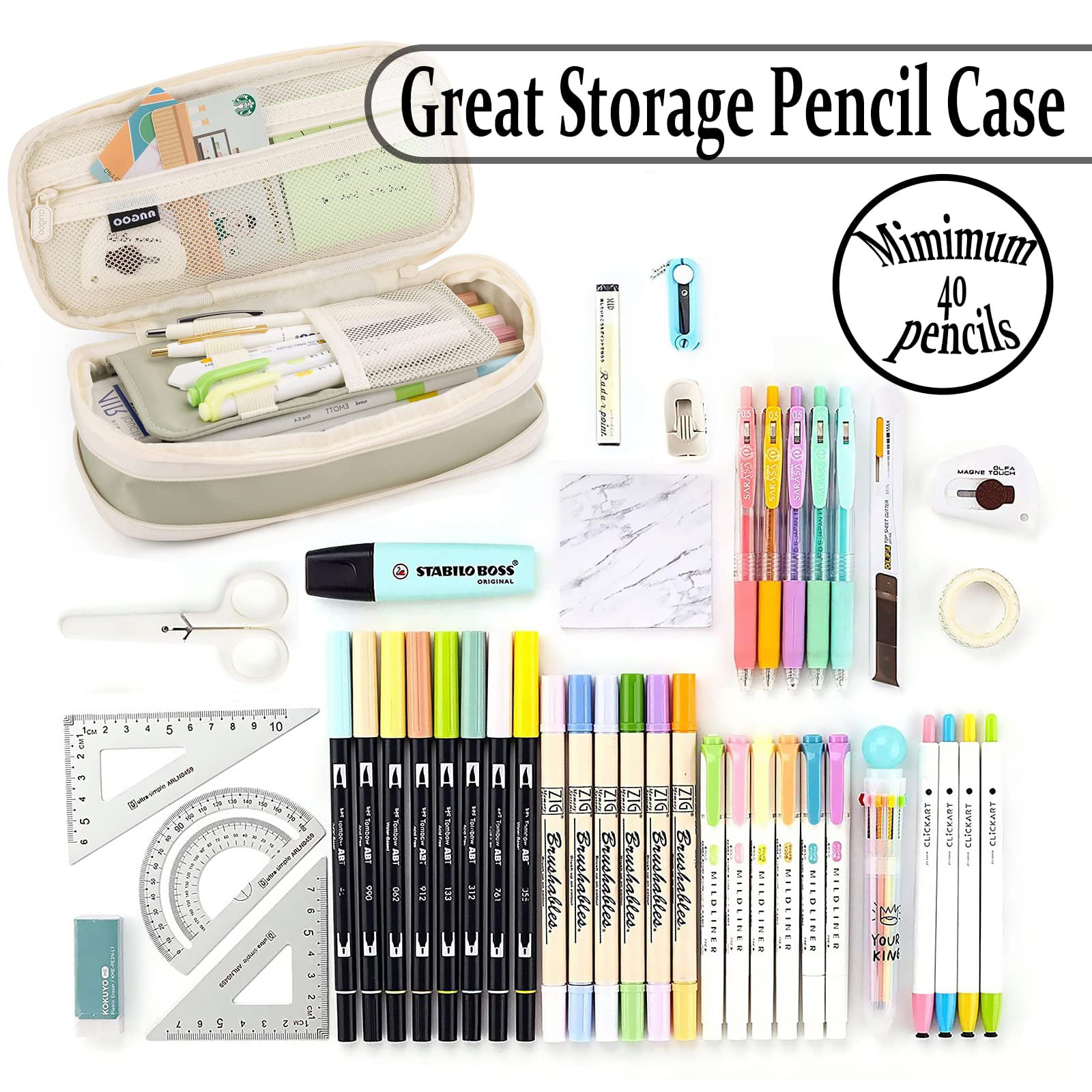 Bagseri Pencil Pen Case for Boys - Large Capacity Cute Pencil Case for  Kids, Pencil Pouch Organizer for Student School Office Supplies, Pencil  Case