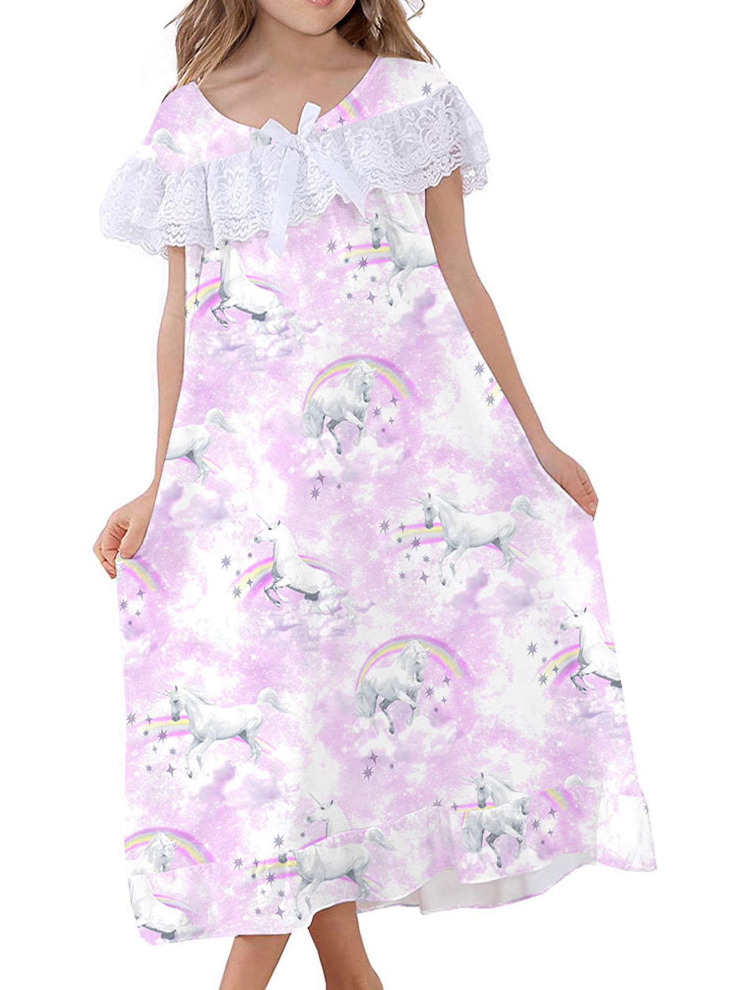 Girls Kids Cartoon Princess Pyjamas Nightie Nightdress Sleepwear Pjs Nightwear 