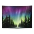 thumbnail image 5 of COMIO  Aurora Borealis Tapestry, Purple Green Northern Lights Aurora Borealis Misty Forest Wall Tapestry for Living Room Bedroom Home Decor, 5 of 7