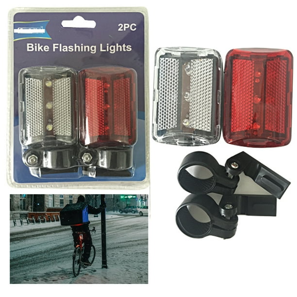 2pc Bike Lights Flashing Bright LED Flasher Reflector Clip Biking Bicycle Safety -
