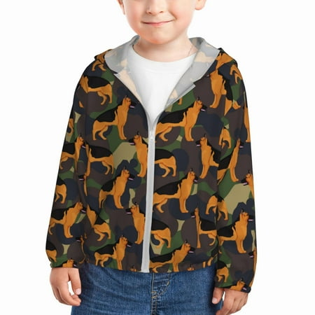 

Sun Hoodie for Kids German Shepherd Dog No.1006 Long Sleeve Swim Fishing Shirts Sun Protection Zip Up Jacket Clothing Athletic Hoodie