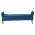 thumbnail image 7 of GZXS Velvet Upholstered Storage Bench with Armrests, 68" Long Entryway Bedroom Bench with Hidden Compartment and Silver Metal Legs (Navy), 7 of 7