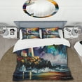 thumbnail image 2 of Designart "Majestic Lighthouse Overlooking the Ocean V" Beach Light House Bedding Covert Set - Coastal Light House Purple Coastal Bed Set With 1 Sham, 2 of 6