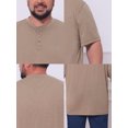 thumbnail image 7 of DARING DIVA Men's Big Tall Henley Shirts Button Down Short Sleeve T-Shirt 5XL Light Brown, 7 of 7