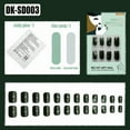 thumbnail image 3 of Impress Press On Nails Short YTTAL Christmas Press On Nails Short Almond Green Fake Nails - False Nails with Designs White Snowflake Full Cover Matte Glue On Acrylic Nails for Women 24 Pcs, 3 of 12