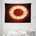 thumbnail image 1 of Letter O Tapestry, Entertainment World in Vegas Theme Vintage Casino Nightclub Theater Typeset, Wall Hanging for Bedroom Living Room Dorm Decor, 80W X 60L Inches, Ruby Yellow Black, by Ambesonne, 1 of 2