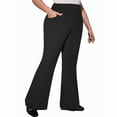 thumbnail image 2 of REALiKUN Women's Plus Size Flare Leggings Bootcut High Waist Work Slacks with Pocket Solid Color Bell Bottoms Pants, 2 of 2