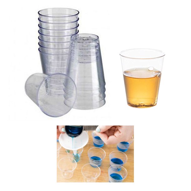 60 X Mini Shot Glasses Clear Hard Plastic 0.68 Oz 20ml Party Cups Catering Bar