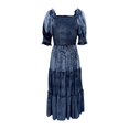 thumbnail image 4 of DHFJKG Womens Square Neckline Dresses Puff Short Sleeve Smocked Waist Cami Long Dress Velvet Solid Color Tiered Maxi Stylish Dresses, 4 of 5
