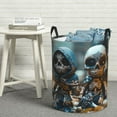 thumbnail image 6 of Gukieu Cute Skeletons Figurines Print Round Dirty Clothes Bag, Waterproof Standing Home Bathroom Storage Basket Car Trunk Storage Bag-Small, 6 of 6