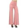 thumbnail image 2 of FAKKDUK Women's Stretchy Wide Leg Palazzo Lounge Pants Casual Comfy High Waist Yoga Pants Trousers Casual Summer Pants Elastic Relaxed Fit Pants Flare Pants for Yoga Gym,S&Pink, 2 of 8