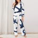 thumbnail image 2 of Fotbe Navy Blue Anchor Conjunto de Pijama de Manga Larga para Mujer con Estampado, Ropa de Dormir de 2 Piezas, Conjunto de Casa Suave y Cómodo con Bolsillos-Large, 2 of 7