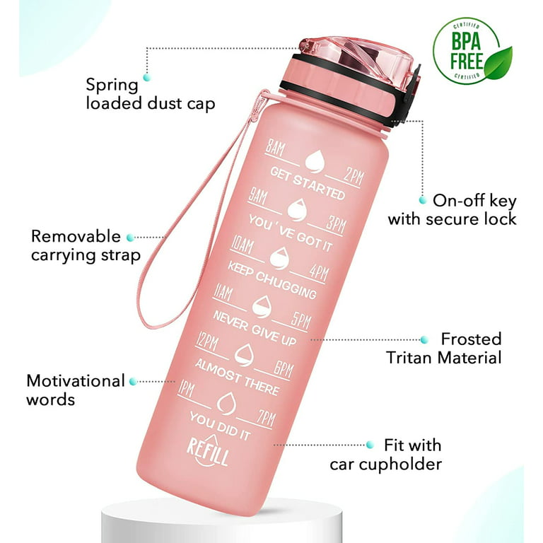  NOOFORMER 24oz / 32oz Motivational Water Bottle with Time  Marker & Straw- Water Tracker Bottle Leakproof BPA Free for Fitness Sports  Outdoors and Office : Sports & Outdoors