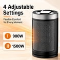 thumbnail image 2 of EuKer 1500W Ceramic Heater, Portable Space Heater with Remote Control, ECO Thermostat & 60° Oscillation Mode for Office, Bedroom & Home, Silver, 2 of 7
