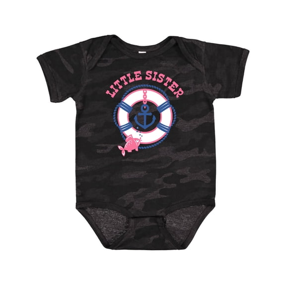 Inktastic Nautical Little Sister Girls Baby Bodysuit