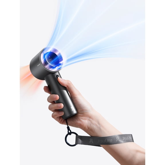 JISULIFE Portable Handheld Fan, Aluminum Body Personal Fan, 100-Speed Adjustable, 5000mAh Long-Lasting Battery, LED Display, Premium Cooling Fan for Travel, Office, Outdoor (Grey)