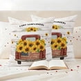 thumbnail image 3 of Farm Sunflowers Pillow Covers 2 Pack Summer Floral USA Red Truck Wood Grain Vintage Pillowcase Waterproof Outdoor Throw Pillow Cover for Patio Garden Square Cushion 24”x24”, 3 of 9