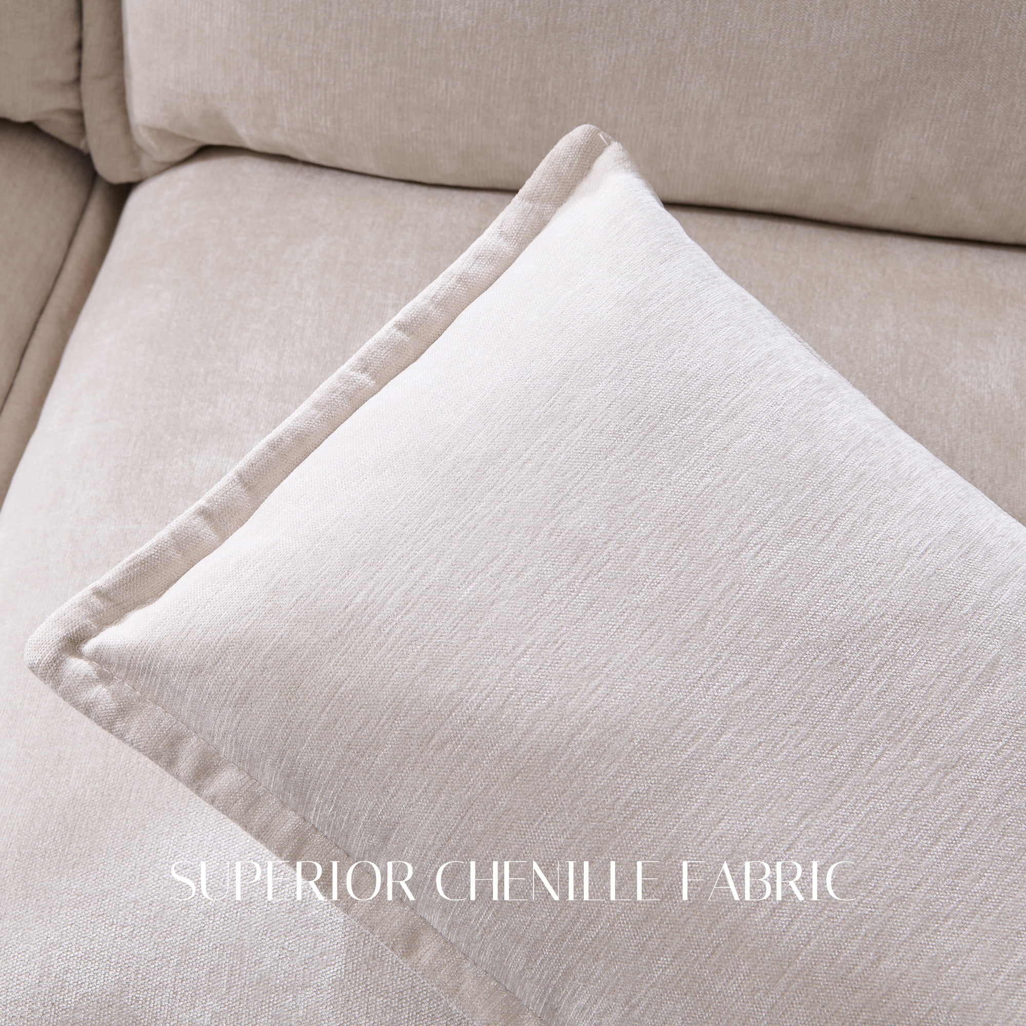 wow97e Modern Sectional Couch Set for Living Room, U-Shaped Cloud Sofa Couch with Large Storage, Chenille Fabric, 4 Seat Couch with 2 Movable Ottomans