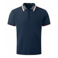 thumbnail image 3 of Mens Polo Shirts Male Four Seasons Leisure Fashion Design Lapel Button Short Sleeve Tops Shirt Men Navy L, 3 of 7