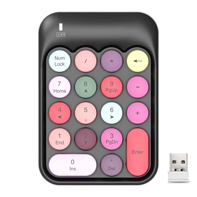 Methold Teclados 18 teclas Numérico USB 2.4G Dispositivos de entrada Número Teclado Profesional Botón de silencio de baja potencia Equipo portátil Juegos de teclado y mouse para computadora Negro