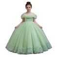 thumbnail image 2 of hengsof Girls' Flower Girl Dresses Princess Dresses Sweet Lace Wedding Party Tutu Dresses Fashionable Off The Shoulder Tulle Dresses Ages 3-14, 2 of 6