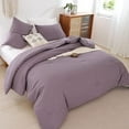 thumbnail image 5 of Oversized King Comforter 128x120, 3pcs Super King Plus Comforter (1 Dusty Purple Comforter & 2 Pillowcases) Lightweight Oversized King Bedding Set Quilt, 5 of 9