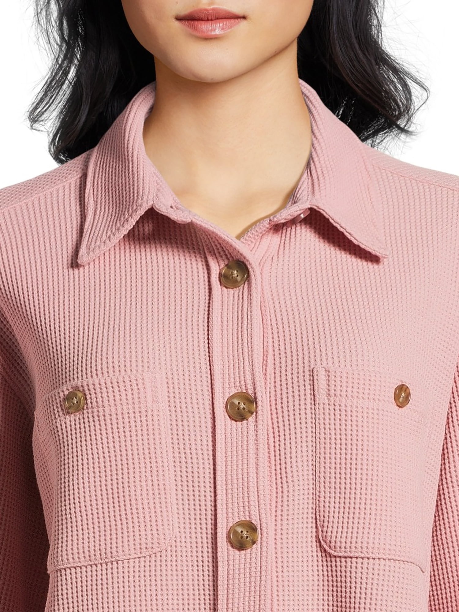 Time and Tru Women's Waffle Knit Shacket, Sizes XS-XXXL