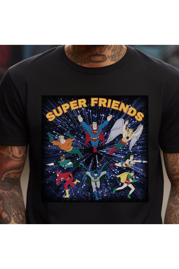 SUPER FRIENDS Tshirt T-shirt T shirt Vintage Aesthetic Tee 1980s Retro Shirt