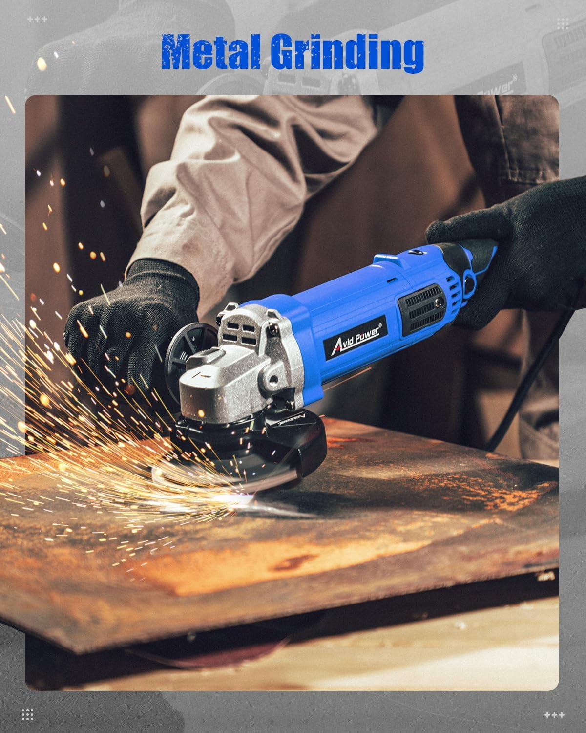 Angle Grinder 4-1/2 Inch 8.0 Amp 1000W Electric Grinder Tool 7-Variable-Speed Metal Grinder, 11,500 RPM, Paddle Switch with Lock-on Button, Cutting & Grinding Wheels and Side Handle - Red