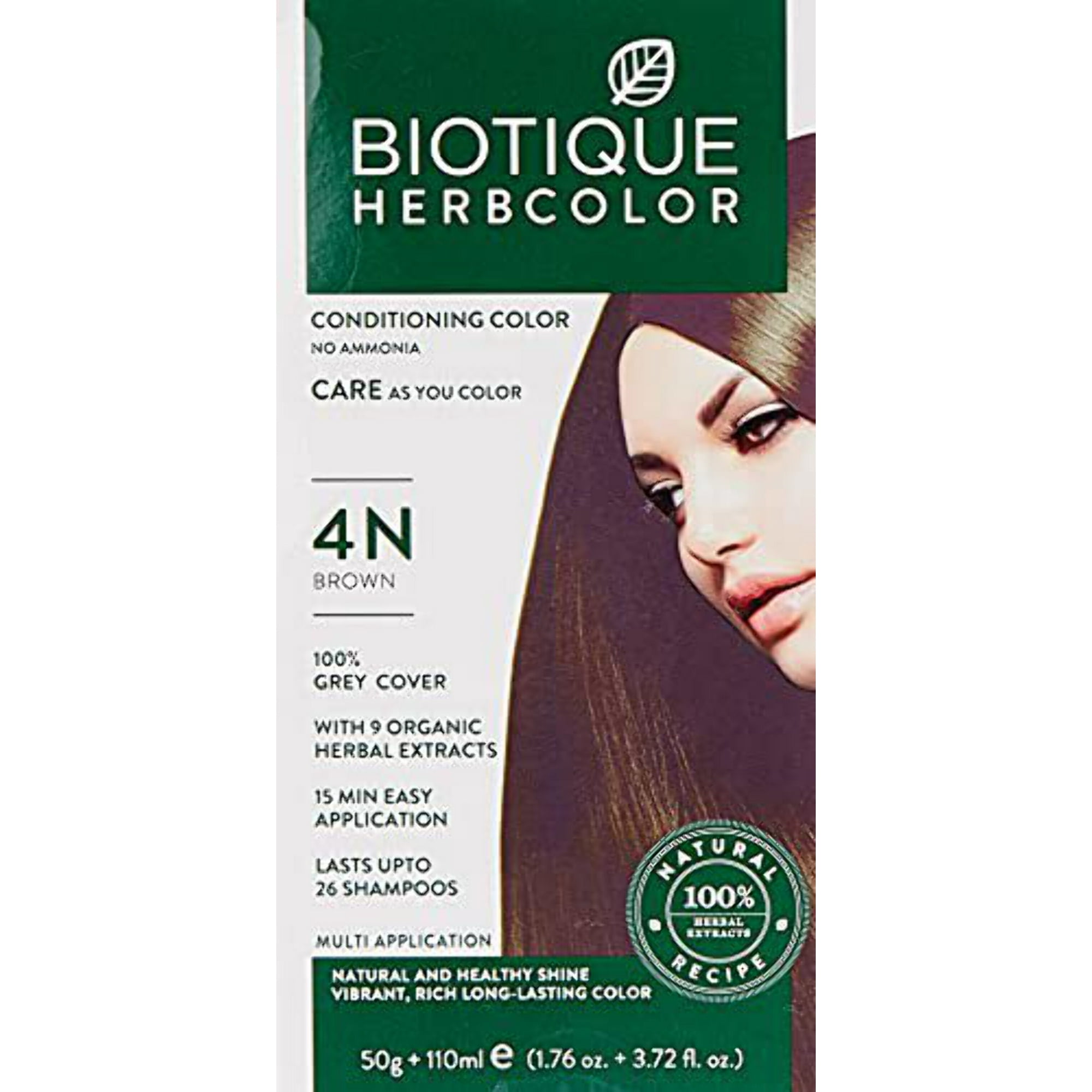 「vion」BIOTIQUE HERBCOLOR 4N（ブラウン）4箱 Biotique Herb Color 4N Brown Conditioning Hair Color For