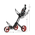 thumbnail image 3 of Spaco Folding 3 Wheels Golf Push Cart with Brake Scoreboard Adjustable Handle-Red, Golf Stand Bag for Men & Women,Multiple Pockets, Lightweight & Durable, 3 of 8