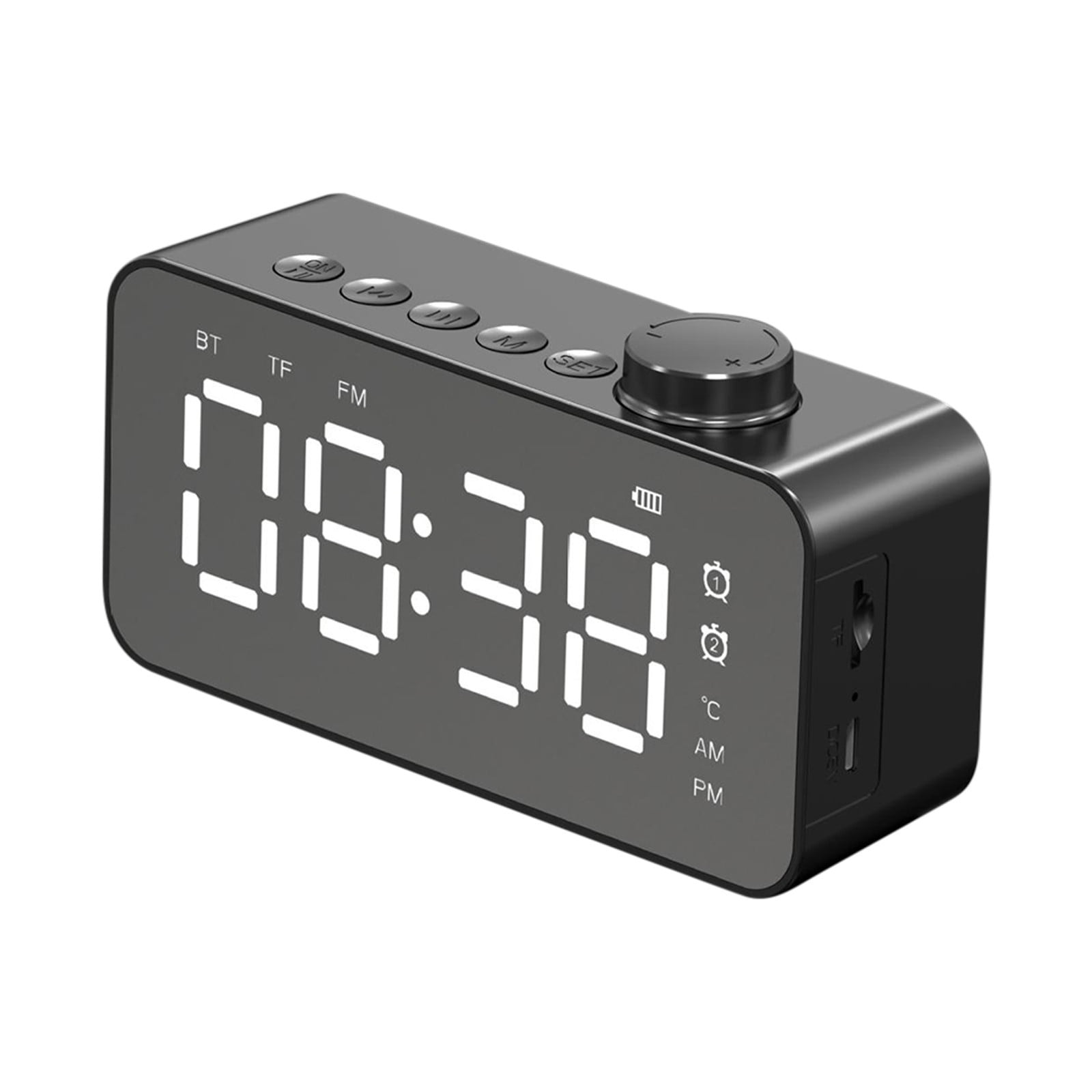 LED Mirror Digital Alarm Clock Big Time Display Table Alarm Clock