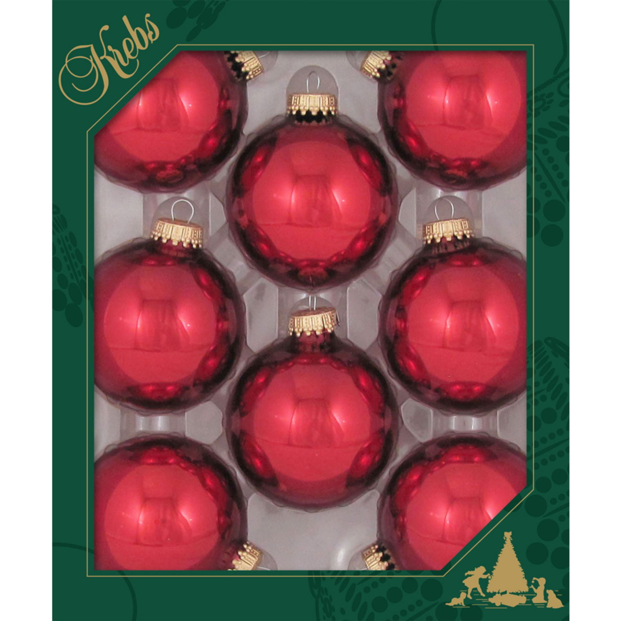 8ct December Red Shiny Glass Christmas Ball Ornaments 2.5" (67mm