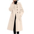 thumbnail image 2 of EGNMCR Trench Coats for Women Notch Lapel Single Breasted Wool Long Jacket Winter Solid Color Overcoat Coats with Pockets on Clearance, 2 of 8