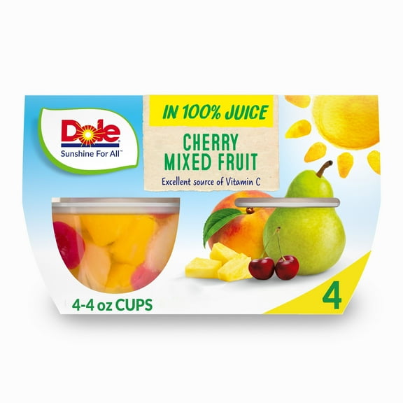 Dole Fruit Bowls - Cherry Mixed Fruit in 100% Juice - 4 ct Packaging may vary