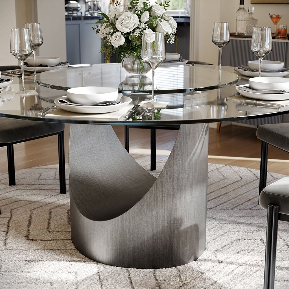 Hobart - Round Tempered Glass Dining Table