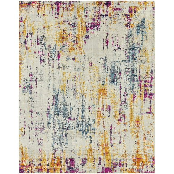 BoutiqueRugs Zellwood Contemporary Area Rug - Gray, Peach, Fuchsia - 5'3" x 7'1"